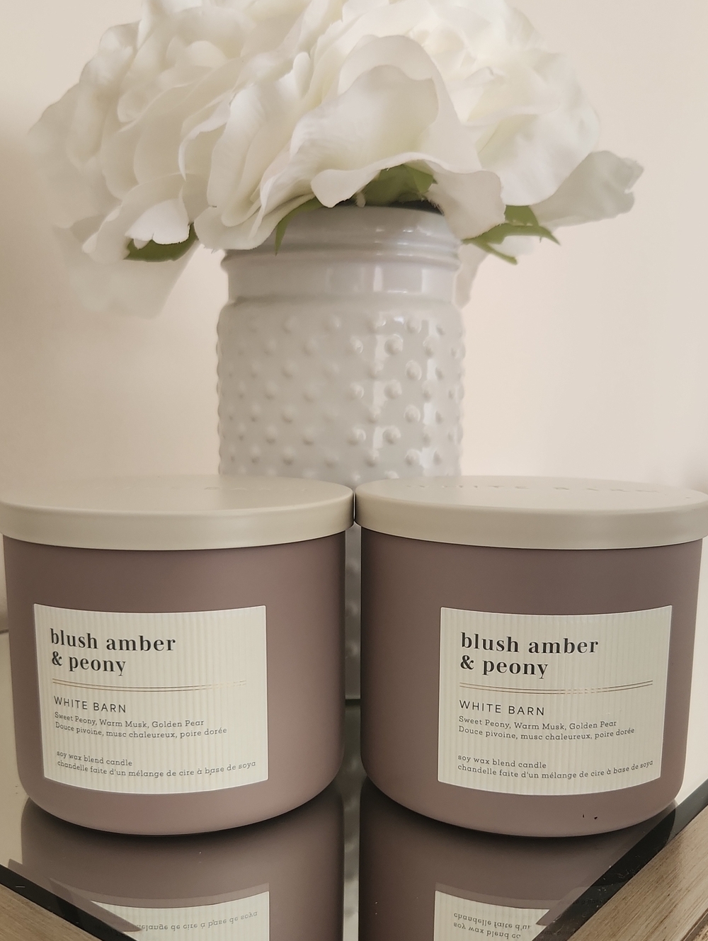 White Barn 3 Wick Blush Amber & Peony Candle Set of 2